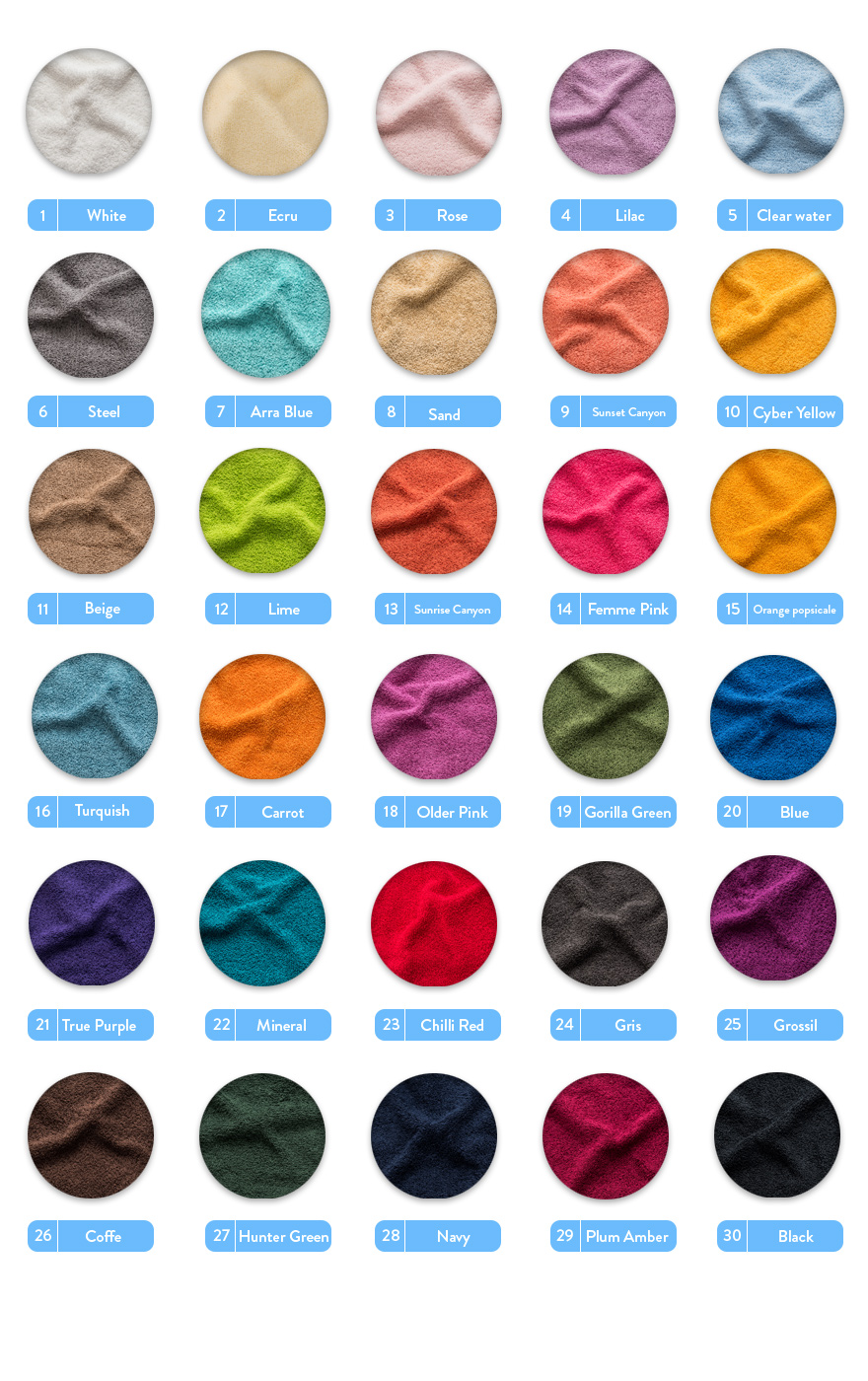 Wzornik kolorów ręczników bawełnianych